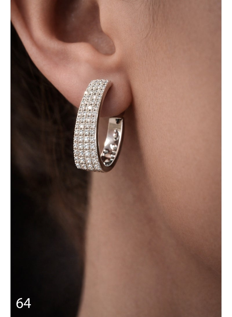 ثري دايموندز حلق مطلي روديوم بفصوص زركون – لون فضي - Image 3